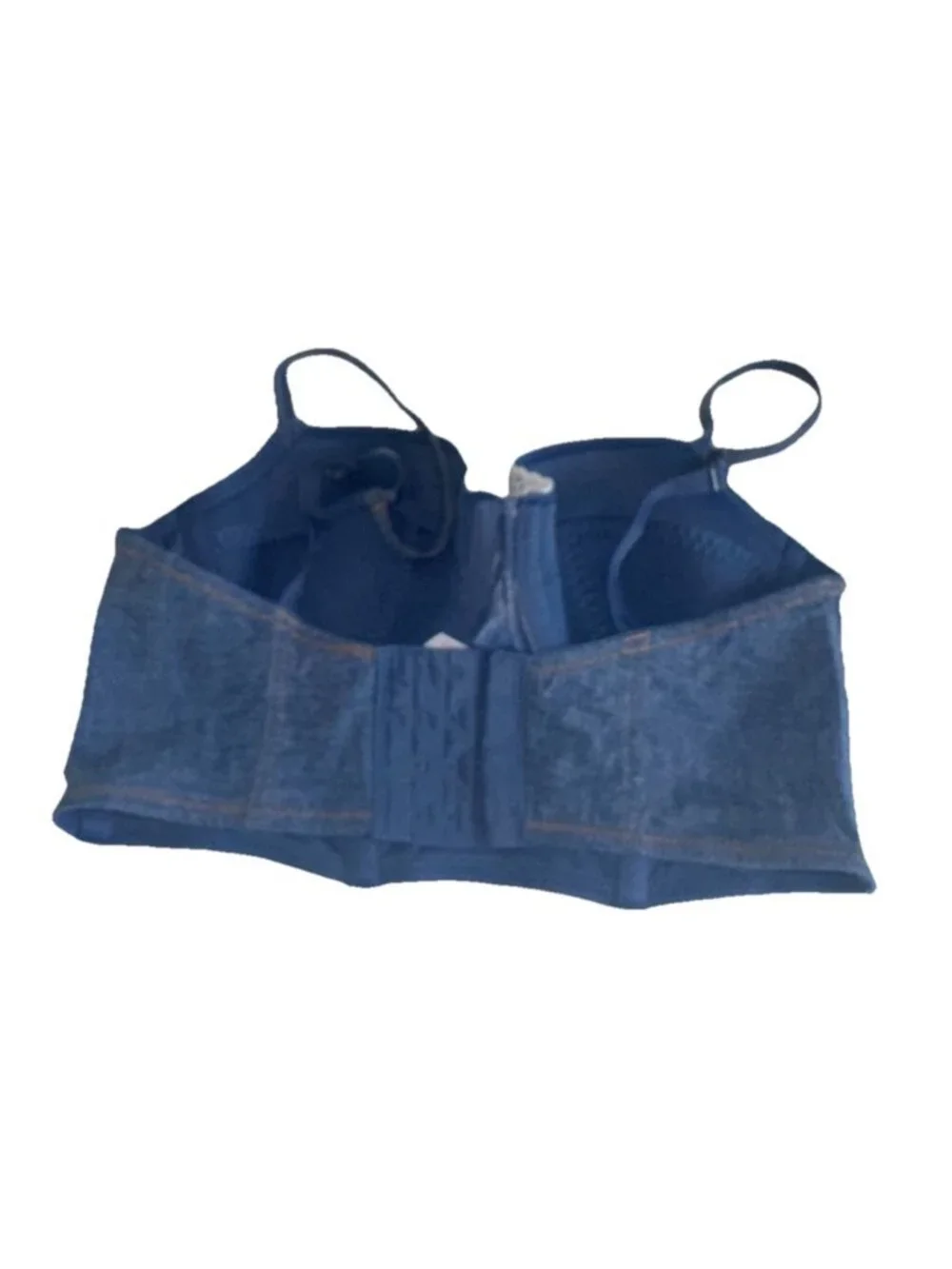 Colsie Target Denim Blue Eyelet Lace Trim Bralette Corset Bustier Top Sz S - Picture 4 of 7